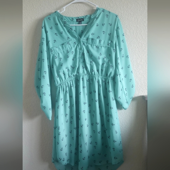 Mint green dress with anchors - Picture 2 of 8